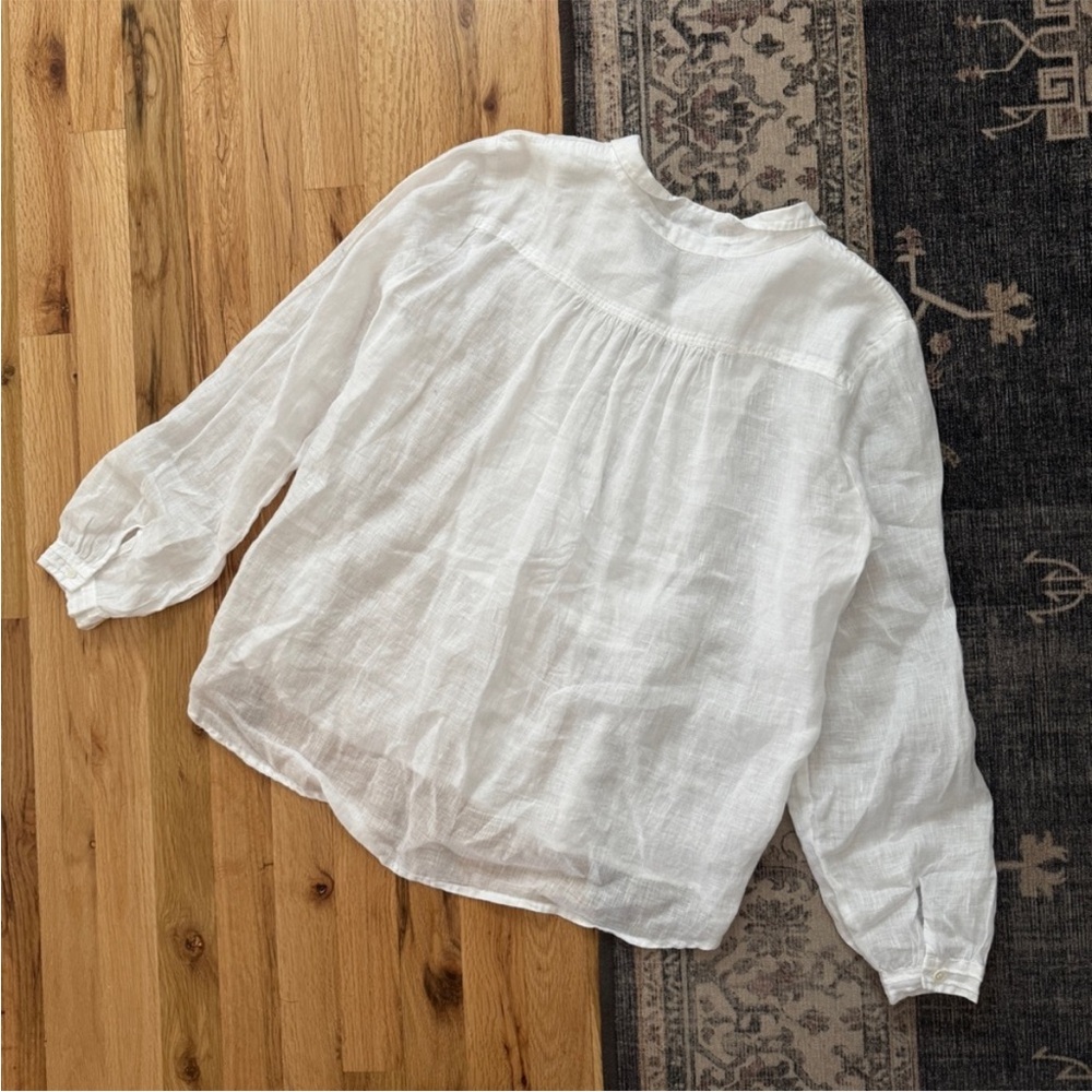 White Women's Ruffled Blouse - Picture 4 of 7